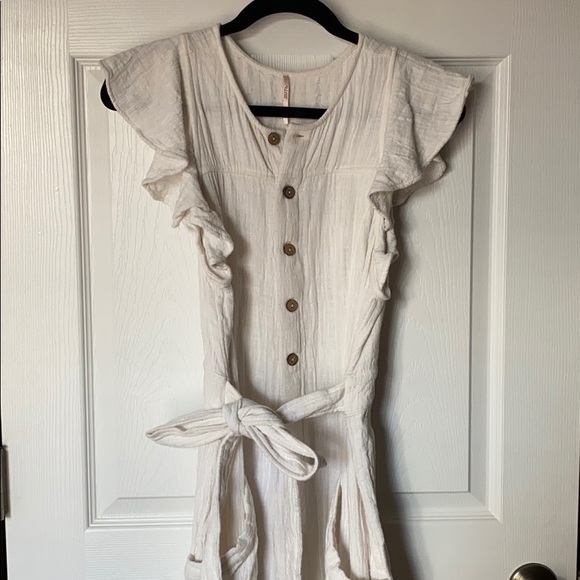 Free People Ecru Ruffle Jumpsuit - Picture 6 of 7